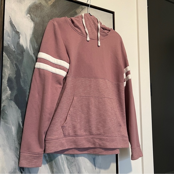 Pink Victoria secret long sleeve stripe kangaroo pocket back logo hoodie S - Picture 2 of 7